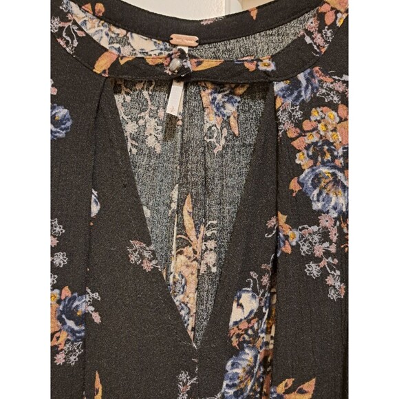 Free People Black Floral Snap Out of it Pull Over Swing Dress Size Small - Picture 3 of 14